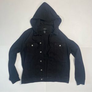 Forever 21 Black Hoodie Jean Jacket